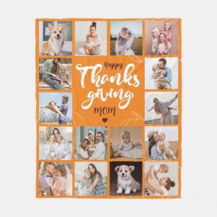 Happy Thanksgiving 16 FotoCollage Fleece Blanket