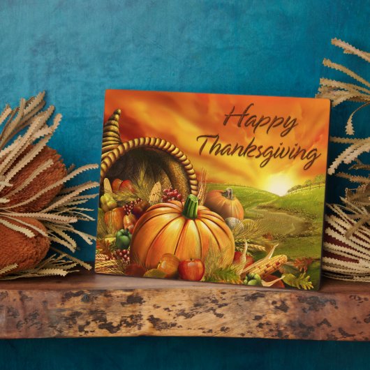 Happy Thanksgiving 2 Plaque Fotoplatte (Seite)