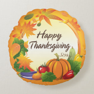 Happy Thanksgiving 5 Runde Kissen