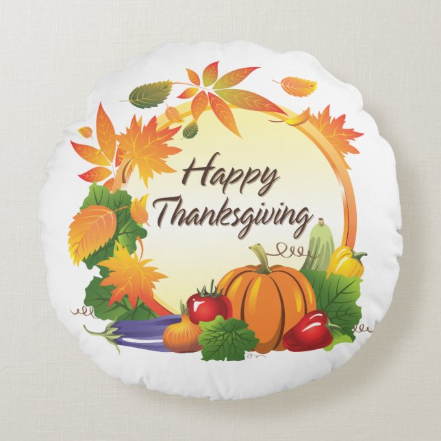 Happy Thanksgiving 5A Runde Kissen (Vorderseite)