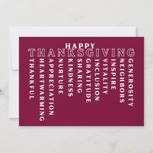 Happy Thanksgiving Acrostic Card Feiertagskarte (Vorderseite)