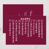 Happy Thanksgiving Acrostic Card Feiertagskarte (Vorne/Hinten)