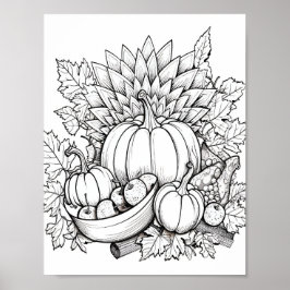 Happy Thanksgiving Adult Coloring Poster