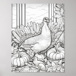 Happy Thanksgiving Adult Coloring Poster