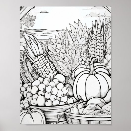Happy Thanksgiving Adult Coloring Poster (Vorne)