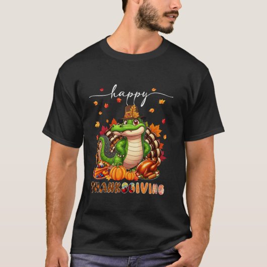 Happy Thanksgiving Alligator Kostüm Türkei Fall L T-Shirt (Vorderseite)
