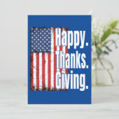 Happy Thanksgiving American Flag Einladung (Stehend Vorderseite)