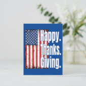 Happy Thanksgiving American Flag Postkarte (Stehend Vorderseite)