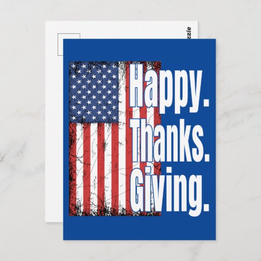 Happy Thanksgiving American Flag Postkarte (Vorne/Hinten)