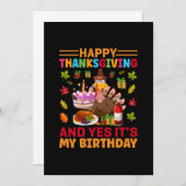 Happy Thanksgiving And It Is My Birthday Einladung (Vorne/Hinten)