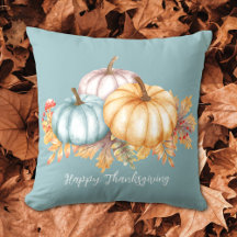 Happy Thanksgiving Aquarellkürbis floralblau