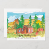 Happy Thanksgiving aus Realtor Red Country House Postkarte (Vorne/Hinten)