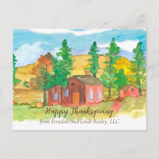 Happy Thanksgiving aus Realtor Red Country House Postkarte (Vorderseite)