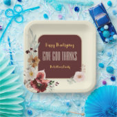 Happy Thanksgiving Autumn Flowers & Figs Pappteller (Party)