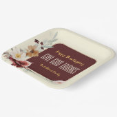 Happy Thanksgiving Autumn Flowers & Figs Pappteller (Gewinkelt)