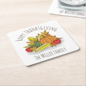 Happy Thanksgiving Autumn Harvest Custom Rechteckiger Pappuntersetzer (angewinkelt)