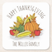 Happy Thanksgiving Autumn Harvest Custom Rechteckiger Pappuntersetzer (Vorderseite)