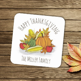 Happy Thanksgiving Autumn Harvest Custom Rechteckiger Pappuntersetzer