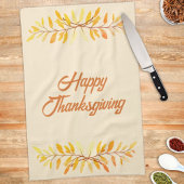 Happy Thanksgiving Autumn Leaf Grenze Custom Geschirrtuch