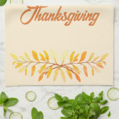 Happy Thanksgiving Autumn Leaf Grenze Custom Geschirrtuch (Gefaltet)