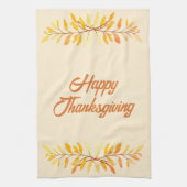 Happy Thanksgiving Autumn Leaf Grenze Custom Geschirrtuch (Vertikal)