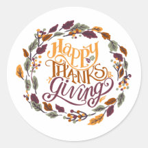 Happy Thanksgiving Autumn Leaf Wreath Typografie