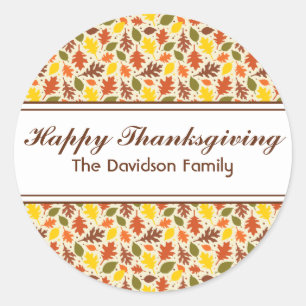 Happy Thanksgiving Autumn Leaves Sticker