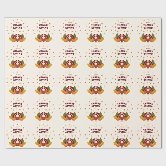 Happy Thanksgiving Autumn Pumpkin Geschenkpapier (Flach)