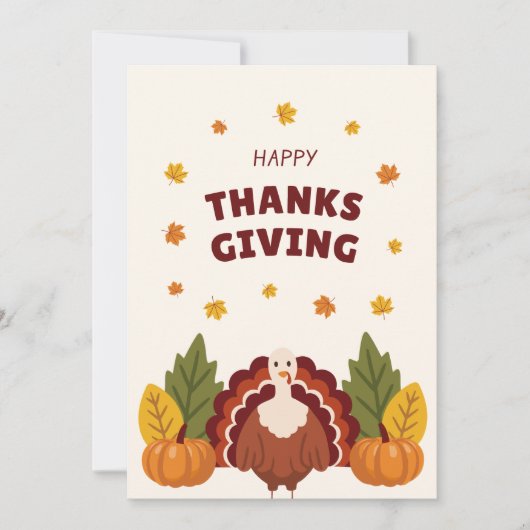 Happy Thanksgiving Autumn, Pumpkin & Turkey Feiertagskarte (Vorderseite)