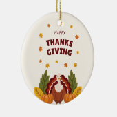 Happy Thanksgiving Autumn, Pumpkin & Turkey Keramik Ornament (Rechts)