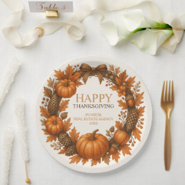 Happy Thanksgiving Autumn Wreath Corporate Pappteller