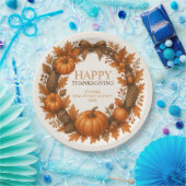 Happy Thanksgiving Autumn Wreath Corporate Pappteller (Party)