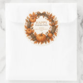 Happy Thanksgiving Autumn Wreath Corporate Runder Aufkleber (Tasche)