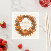 Happy Thanksgiving Autumn Wreath Elegante Serviette (Beispiel)