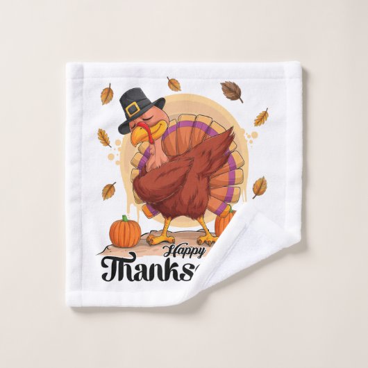 Happy Thanksgiving Badhandtuch Set (Waschlappen)