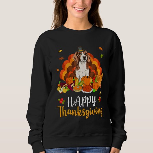 Happy Thanksgiving Beagle Dog Turkey Pet Sweatshirt (Vorderseite)