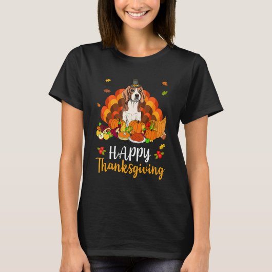 Happy Thanksgiving Beagle Dog Turkey Pet T-Shirt (Vorderseite)