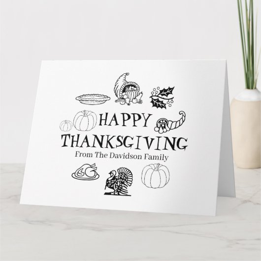 Happy Thanksgiving benutzerdefinierte Familienname Karte (Vorderseite)