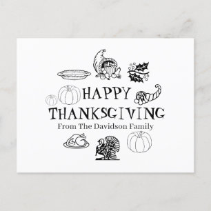 Happy Thanksgiving benutzerdefinierter Familiennam Feiertagspostkarte