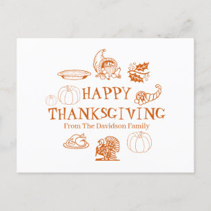 Happy Thanksgiving benutzerdefinierter Familiennam Feiertagspostkarte