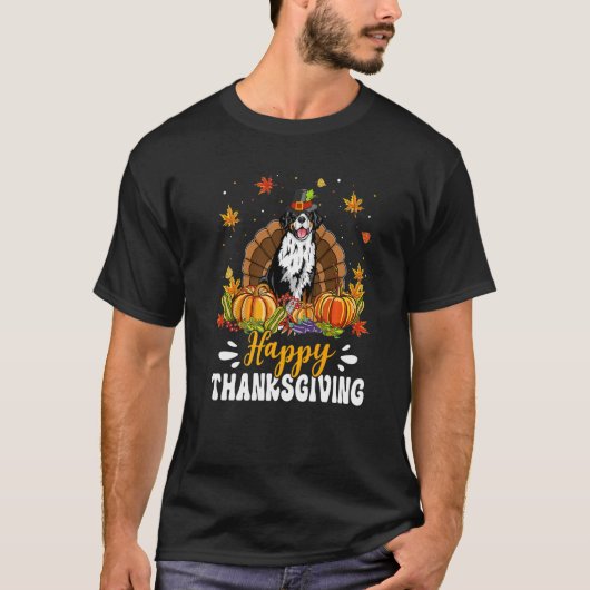 Happy Thanksgiving Bernese Mountain Dog Turkey Pum T-Shirt (Vorderseite)
