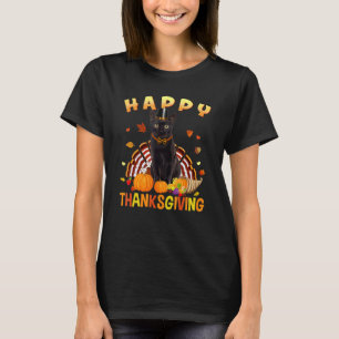 Happy Thanksgiving Black Cat Türkei Pilgrim Hat T-Shirt