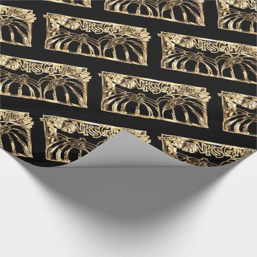 Happy Thanksgiving Black Gold Typografy Pumpkins Geschenkpapier (Ecke)