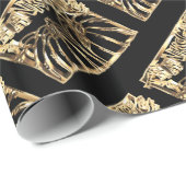 Happy Thanksgiving Black Gold Typografy Pumpkins Geschenkpapier (Rolleneckpunkt)