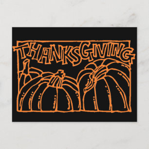 Happy Thanksgiving Black Orange Typografy Pumpkin Feiertagspostkarte
