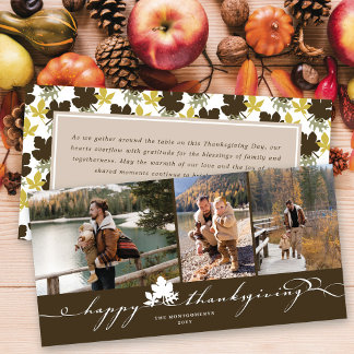 Happy Thanksgiving Blätter Einfach Geblüht 3 Foto Feiertagskarte