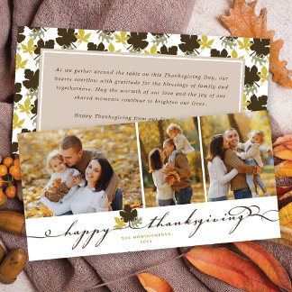 Happy Thanksgiving Blätter Einfach Geblüht 3 Foto Feiertagskarte