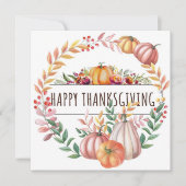 Happy Thanksgiving-Blätter Kürbiskürbis Kranz Karte (Vorderseite)