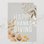 "Happy Thanksgiving" blau, individuell anpassbar Feiertagskarte (Vorne/Hinten)