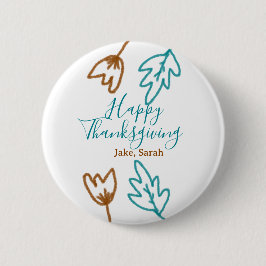 Happy Thanksgiving blauen braunen Herbstlaub Blume Button